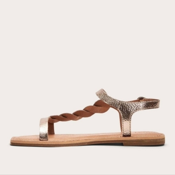FRYE Braided Leather Sandals Sydney Style Size 9.5 In Metallic Bronze - Picture 3 of 9